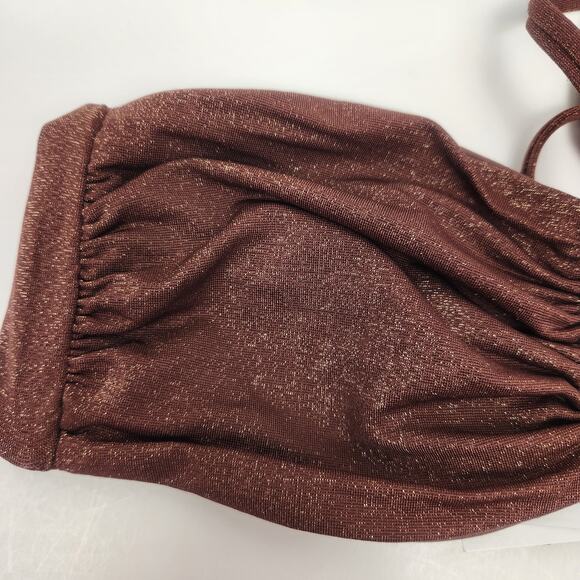 L*Space Shimmer Dawn Bikini Top in Cafe Brown Convertible Size Small NWT - Picture 2 of 6